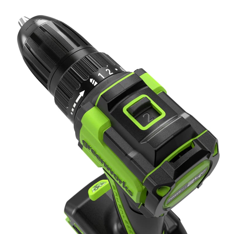 Дрель-шуруповерт Greenworks DD345 24V 3708307 (25/45 Нм) бесщеточная аккумуляторная — детальное фото