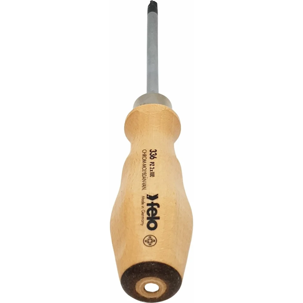 Отвертка Felo с деревянной рукояткой, ударная, PZ 2Х100 33620390 — детальное фото