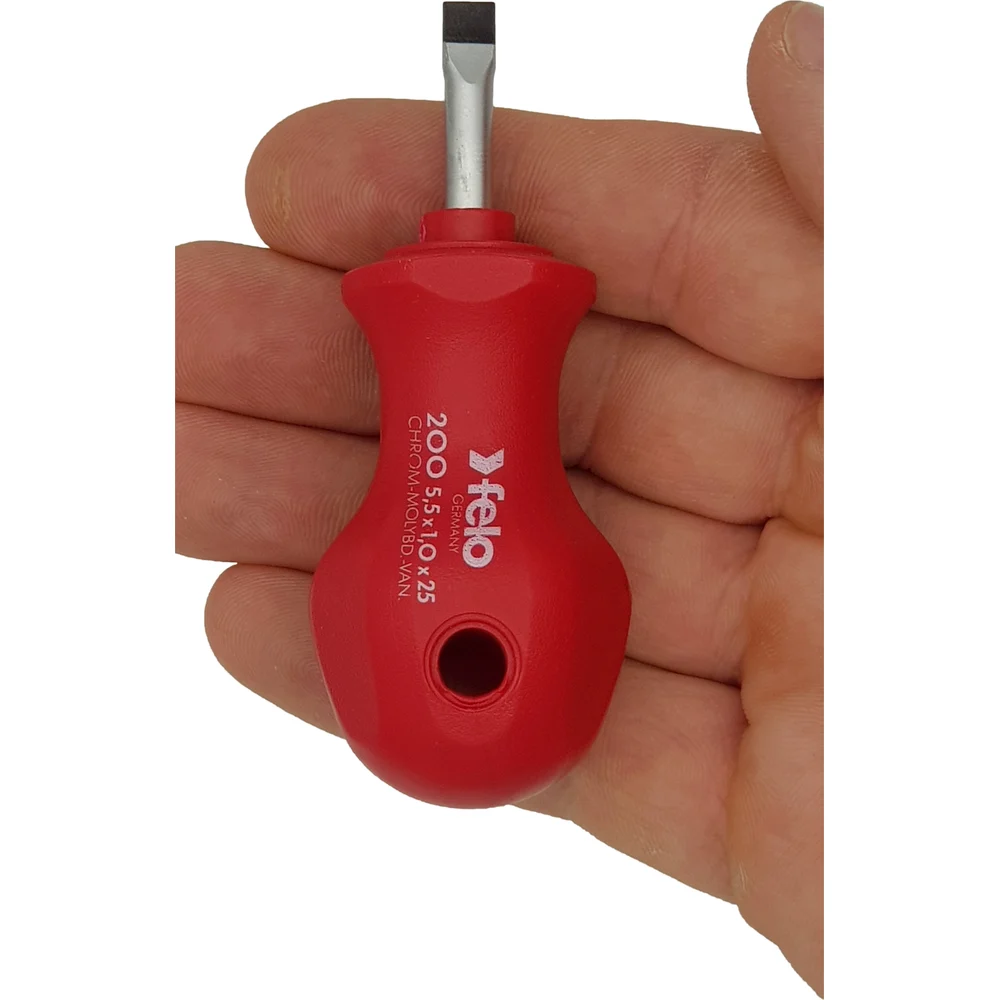 Плоская шлицевая отвертка Felo укороченная 5,5X1,0X58 20055090 — детальное фото