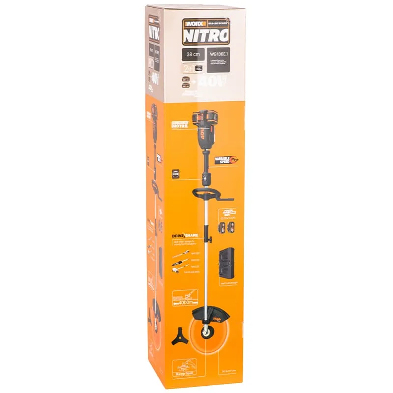 Триммер WORX NITRO WG186E.1 40V бесщеточный аккумуляторный — детальное фото