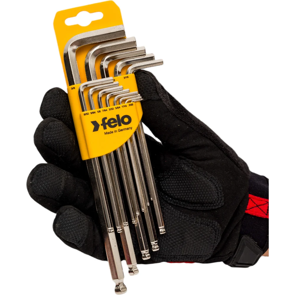 Набор дюймовых ключей Felo Г-образных шестигранных удлиненных с шаровым окончанием 13шт HEX .050"-3/8" 37513011 — детальное фото