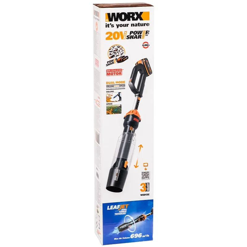 Воздуходувка WORX WG543E 20V аккумуляторная бесщеточная — детальное фото