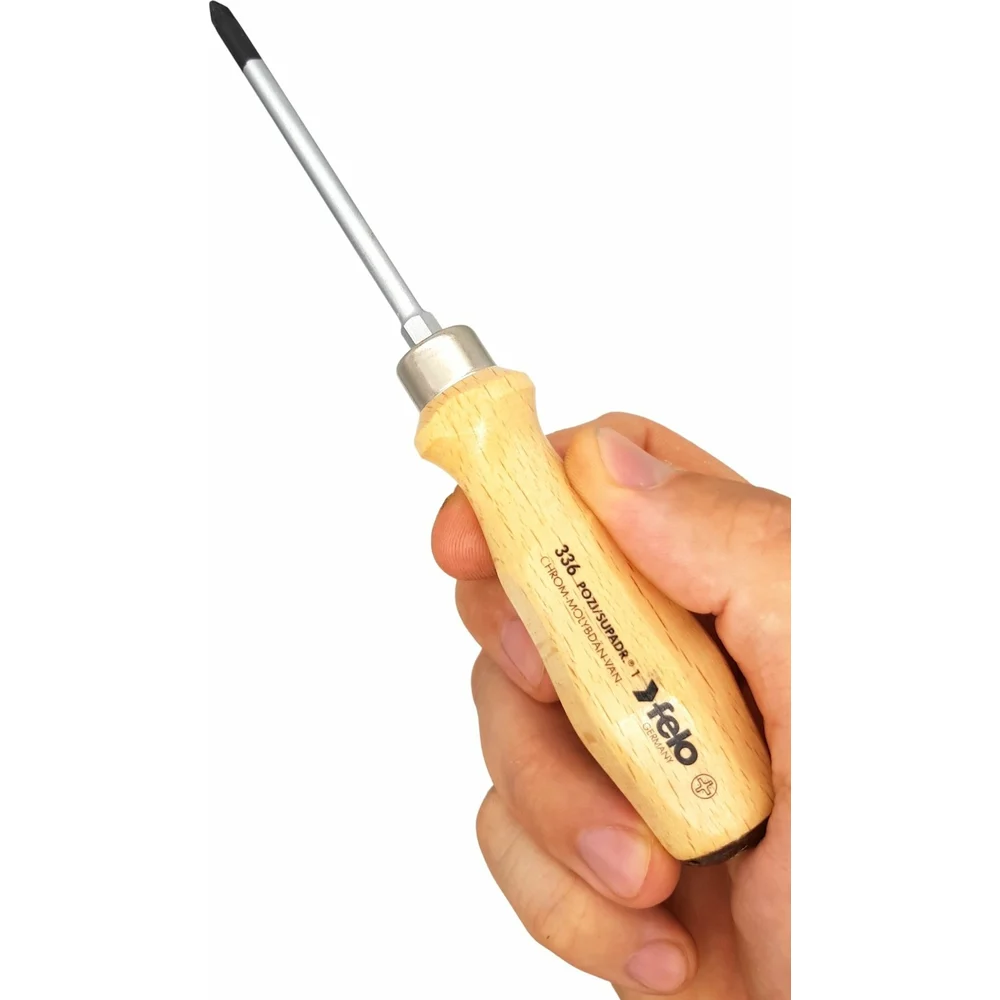 Отвертка Felo с деревянной рукояткой, ударная, PZ 1Х80 33610290 — детальное фото