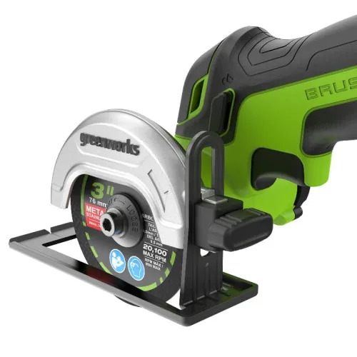 Угловая шлифмашина (болгарка) Greenworks GD24UCS 24V 3402007 (76 мм) бесщеточная аккумуляторная — детальное фото