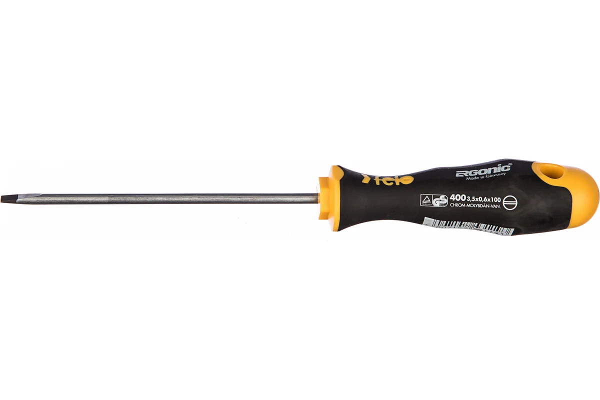 Плоская шлицевая отвертка 3,5х0,6х100 Felo Ergonic 40035310 — детальное фото