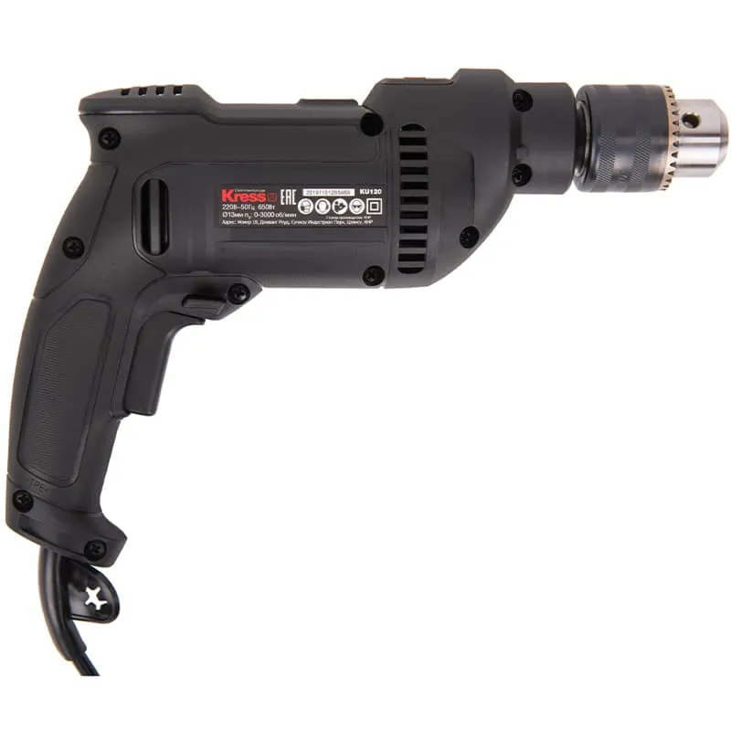 Дрель ручная KRESS KU120 650Вт 13мм электрическая — детальное фото
