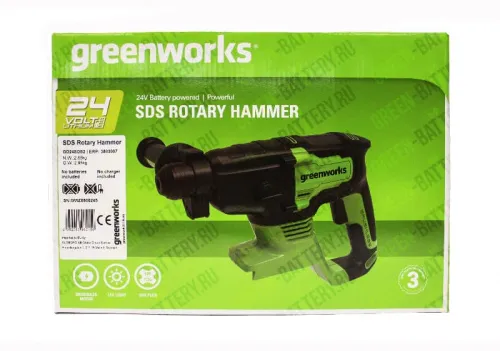 Перфоратор Greenworks GD24SDS2 24V 3803007 (2 Дж) бесщеточный аккумуляторный — детальное фото